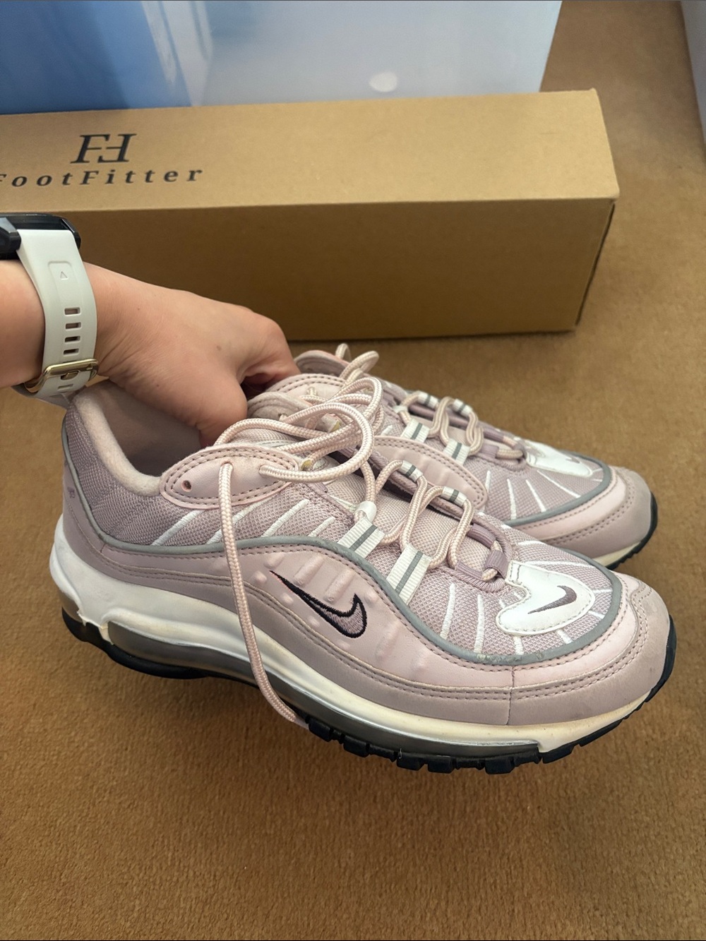 Nike Women's 98 Air Max Sneakers in Barely Rose size 7.5